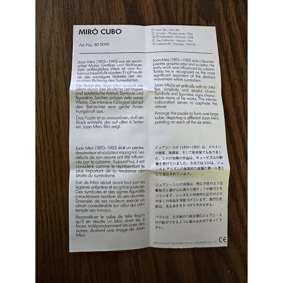 Joan Miro Cube Puzzle Made In Germany 1991 - Picture 7 of 7